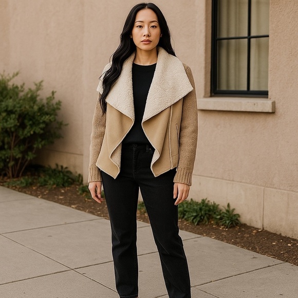 Women’s Knox Rose Vegan Suede Sweater XS Tan Machine Washable Poly/Acrylic - Picture 1 of 5